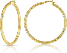 Load image into Gallery viewer, 10k Yellow Gold 3mm Diamond Cut Round Tube Hoop Earrings