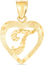 Load image into Gallery viewer, 10k Yellow Gold 0.5" Personalized Alphabet Letter A - Z Initial Heart Pendant with optional Extendable Cable Chain Necklace