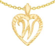 Load image into Gallery viewer, 10k Yellow Gold 0.7" Personalized Alphabet Letter A - Z Initial Heart Pendant with optional Extendable Cable Chain Necklace