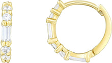 Load image into Gallery viewer, 14k Yellow Gold 10.5mm CZ Huggie Earrings
