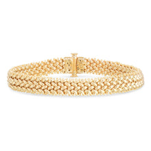 Load image into Gallery viewer, 14k Yellow Gold 8.8mm Small Rice Mesh Bracelet, 7 Inch