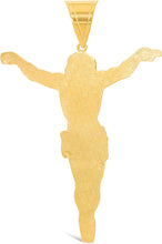 Load image into Gallery viewer, 10k Yellow Gold and White Gold Crucifix of Jesus Christ Pendant with Optional Adjustable Rope Chain Necklace