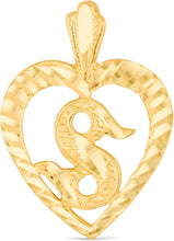 Load image into Gallery viewer, 10k Yellow Gold 0.7" Personalized Alphabet Letter A - Z Initial Heart Pendant with optional Extendable Cable Chain Necklace