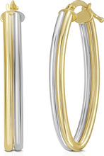Load image into Gallery viewer, 14k Two-Tone Gold 34.2mm Double Row Marquise Hoop Earrings