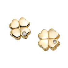 Load image into Gallery viewer, 14k Yellow Gold 7mm 0.01ct Diamond Clover Stud Earrings