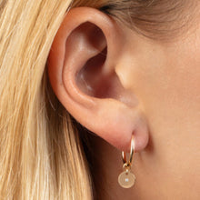 Load image into Gallery viewer, 14k Yellow Gold 20mm Disc Diamond Charm Hoop Gemstone Earrings
