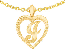 Load image into Gallery viewer, 10k Yellow Gold 0.7" Personalized Alphabet Letter A - Z Initial Heart Pendant with optional Extendable Cable Chain Necklace