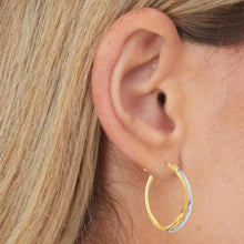 Load image into Gallery viewer, 14k Two-Tone Gold 26mm Twisted Hoop Earrings