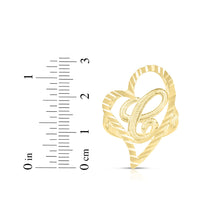 Load image into Gallery viewer, 10k Yellow Gold Small Medium Large or Extra Large A-Z Cursive initial Letter Heart Ring