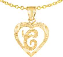 Load image into Gallery viewer, 10k Yellow Gold 0.5" Personalized Alphabet Letter A - Z Initial Heart Pendant with optional Extendable Cable Chain Necklace