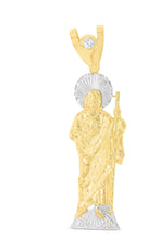Load image into Gallery viewer, 10k Yellow Gold Saint Jude Two-Tone Religious Pendant