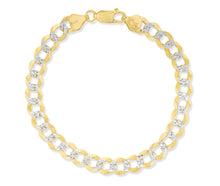 Load image into Gallery viewer, 10k Yellow Gold and White Gold 7mm Solid Two-Tone Curb Cuban Chain Bracelet or Anklet