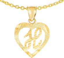 Load image into Gallery viewer, 10k Yellow Gold 0.5" Personalized Alphabet Letter A - Z Initial Heart Pendant with optional Extendable Cable Chain Necklace