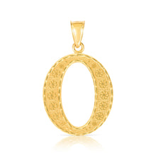 Load image into Gallery viewer, 10k Yellow Gold 1 Inch Extra Large Textured Letter Pendant A-Z Alphabet Pendant with Optional Rope Chain Necklace