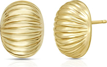 Load image into Gallery viewer, Italian 14k Yellow Gold 13.3mm Round Tubogas Stud Earrings