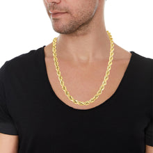 Load image into Gallery viewer, 10k Yellow Gold 9mm Diamond Cut Hollow Rope Chain Necklace