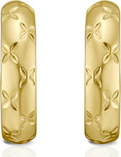 Load image into Gallery viewer, 14k Yellow Gold Florentine Hoop Earrings