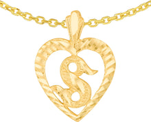 Load image into Gallery viewer, 10k Yellow Gold 0.7" Personalized Alphabet Letter A - Z Initial Heart Pendant with optional Extendable Cable Chain Necklace