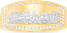 Load image into Gallery viewer, 10k Yellow Gold 13mm Last Supper with Cross Pave CZ Border Rectangle Ring, Sizes 5 - 13