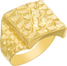 Load image into Gallery viewer, 10k Yellow Gold 17mm Solid Square Nugget Ring