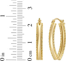 Load image into Gallery viewer, 14k Yellow Gold Textured Marquise Hoop Earrings