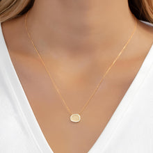 Load image into Gallery viewer, .12cttw Diamond 14k Yellow Gold 11mm Freeform Cushion Charm Pendant Adjustable Chain Necklace, 16 Inch-18"