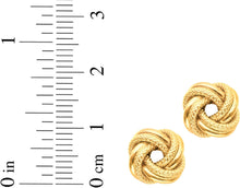Load image into Gallery viewer, 14k Yellow Gold 10mm Diamond Cut & Polished Love Knot Stud Earrings