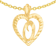 Load image into Gallery viewer, 10k Yellow Gold 0.7" Personalized Alphabet Letter A - Z Initial Heart Pendant with optional Extendable Cable Chain Necklace