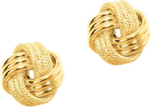 Load image into Gallery viewer, 14k Yellow Gold 7mm Polished & Diamond Cut Love Knot Stud Earrings