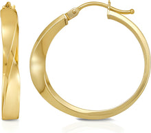 Load image into Gallery viewer, 14k Yellow Gold 22mm Twisted Square Tube Hoop Earrings