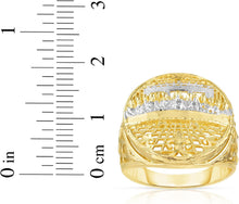 Load image into Gallery viewer, 10k Yellow Gold and White Gold Round Last Supper Textured Ring