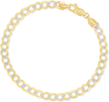 Load image into Gallery viewer, 14k Yellow Gold or White Gold or Two-Tone 3.5mm Solid Curb Cuban Chain Bracelet