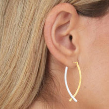 Load image into Gallery viewer, 14k Two-Tone Gold 38mm Crossed Curves Hoop Earrings