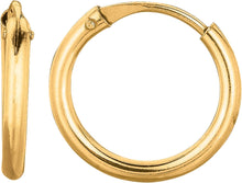 Load image into Gallery viewer, 14k Yellow Gold, White Gold or Rose Gold 10mm Endless Huggie Hoop Earrings