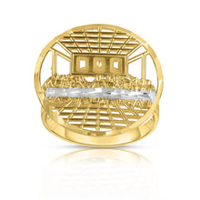 Load image into Gallery viewer, 10k Yellow Gold and White Gold Last Supper Flat Round Ring