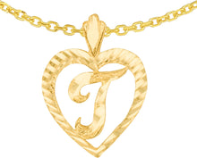 Load image into Gallery viewer, 10k Yellow Gold 0.7" Personalized Alphabet Letter A - Z Initial Heart Pendant with optional Extendable Cable Chain Necklace
