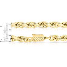 Load image into Gallery viewer, 10k Yellow Gold 12mm Solid Diamond Cut Rope Chain Necklace