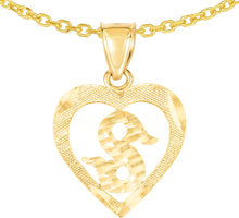Load image into Gallery viewer, 10k Yellow Gold 0.5" Personalized Alphabet Letter A - Z Initial Heart Pendant with optional Extendable Cable Chain Necklace