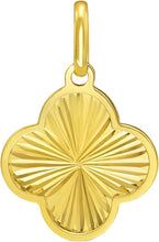 Load image into Gallery viewer, Italian 14k Yellow Gold 14mm Radiant Clover Charm Pendant with Optional Necklace, 16-17-18 Inch