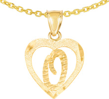 Load image into Gallery viewer, 10k Yellow Gold 0.5" Personalized Alphabet Letter A - Z Initial Heart Pendant with optional Extendable Cable Chain Necklace