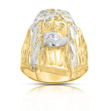 Load image into Gallery viewer, 10k Yellow Gold Two-Tone Face of Jesus Christ Head Ring