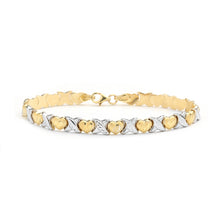 Load image into Gallery viewer, 10k White & Yellow Gold Stampato XO X Heart MOM Link Bracelet for Mothers