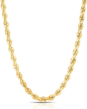 Load image into Gallery viewer, 10k Yellow Gold 7mm Solid Diamond Cut Rope Chain Necklace
