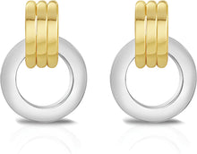 Load image into Gallery viewer, 14k Two-Tone Gold 23mm Round Door Knocker Stud Earrings