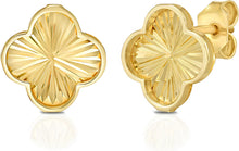 Load image into Gallery viewer, 14k Yellow Gold 10.5mm Radiating Clover Stud Earrings