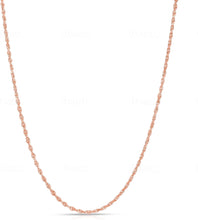 Load image into Gallery viewer, 14k Rose Gold 1.6mm Solid Rope Chain Diamond Cut Necklace
