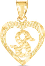 Load image into Gallery viewer, 10k Yellow Gold 0.5" Personalized Alphabet Letter A - Z Initial Heart Pendant with optional Extendable Cable Chain Necklace