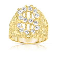 Load image into Gallery viewer, 10k Yellow Gold and White Gold Dollar Symbol CZ Ring