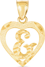 Load image into Gallery viewer, 10k Yellow Gold 0.5" Personalized Alphabet Letter A - Z Initial Heart Pendant with optional Extendable Cable Chain Necklace
