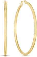 Load image into Gallery viewer, 14k Yellow Gold 2mm Diamond Cut & Polished Tube Hoop Earrings